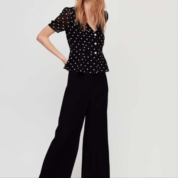 WILFRED Black Button Front Chiffon Blouse 2 - Picture 9 of 9